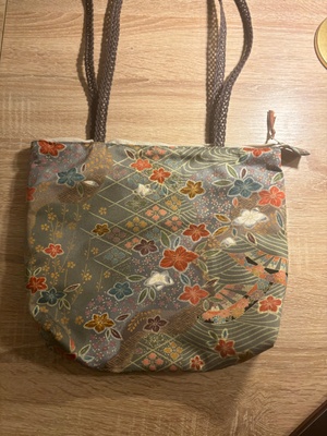 This is a bag made out of a kimono dress