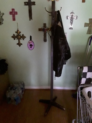 This is a coat rack my great great grandfather had built this when he was in high school. 