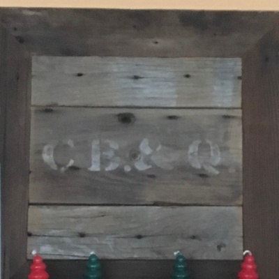 Sign created from a C.B. & Q. Boxcar
