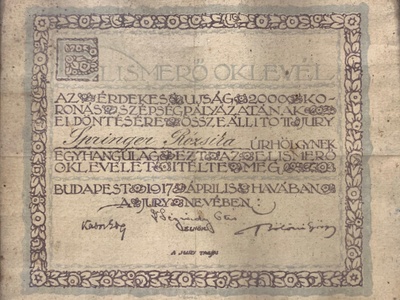 Beauty pageant winner certificate, 1917