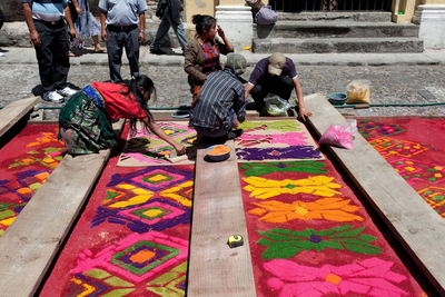 Alfombra being made in Guatemala
