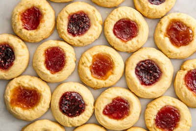 Thumbprint cookies with multiple jams