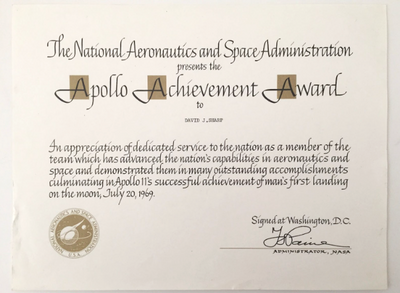 Great-grandpa's Apollo Achievement Award