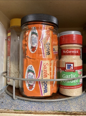 Sazon in my Texas Home's Spice Cabinet