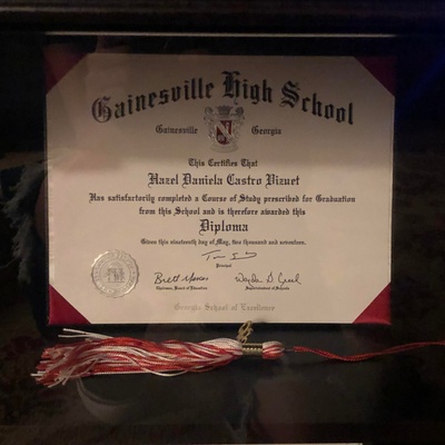 A picture of my sister Hazel's diploma