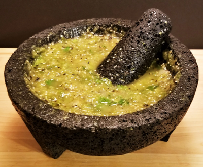 Papá's molcajete with salsa verde
