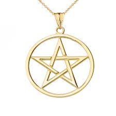 penny sized gold pentagram charm