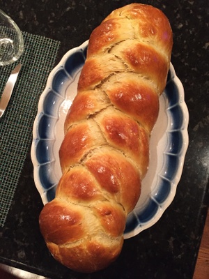 Here is the most recent Challah I baked! It was intended to be two, however, I decided to make one mega-Challah.