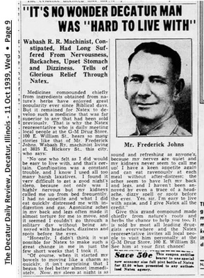 Frederick Johns and his bowel habits