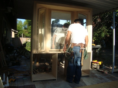 My father working on the dresser