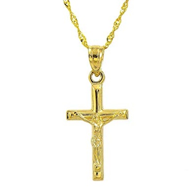 Gold chain necklace with Jesus.