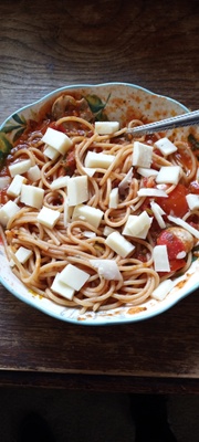 top angle of spaghetti. 