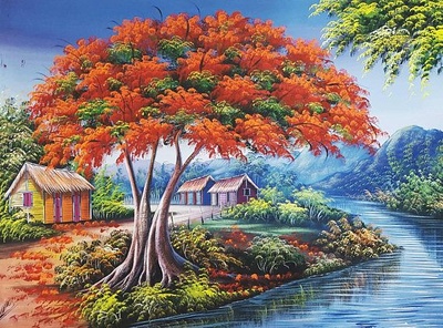 Painting of the framboyán tree