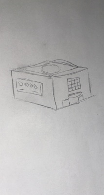 A drawing of the Gamecube