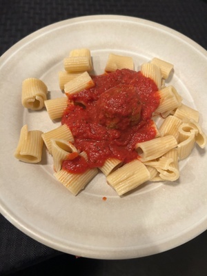 Spaghetti sauce plated with actual spaghetti. 