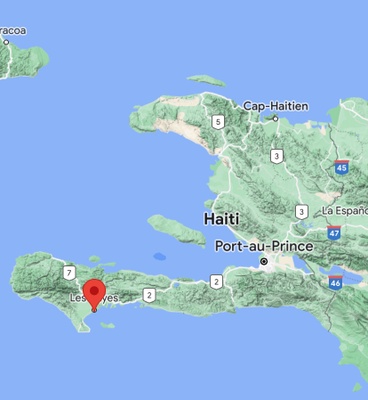Aux Cayes, Haiti on a map