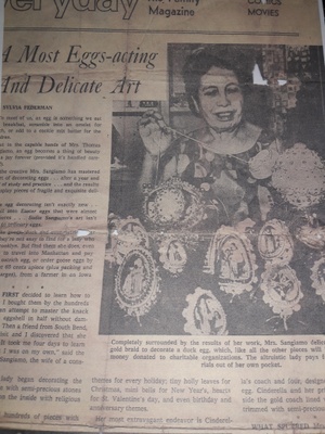 An old newspaper about the eggs. 