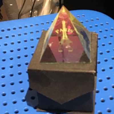 A picture of the prism and the case.