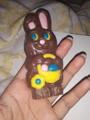 This is a Easter chocolate bunny.