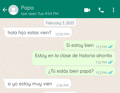 WhatsApp conversation with my dad