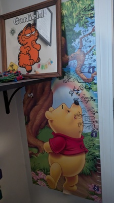 the growth chart hanging in a bedroom