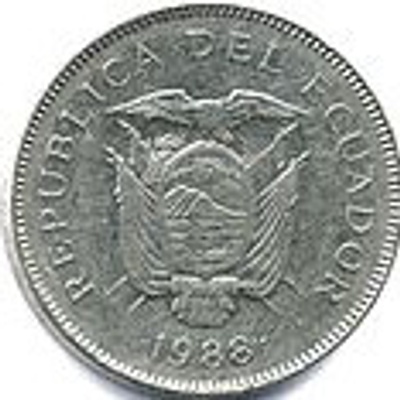 Back of Ecuadorian Sucre Twenty Coin