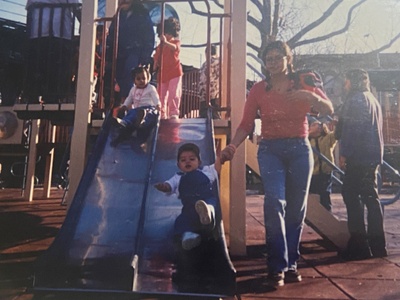 My mom, sister, and I at the park in Queens.