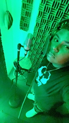 In the studio making music