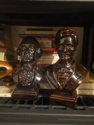 A photo of ceramic presidential busts