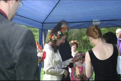 My mom being married by handfasting