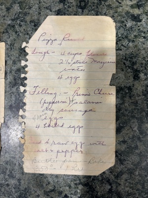 My grandmother's written recipe of pizza rustica