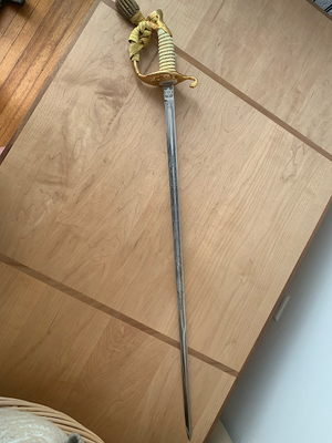 A sword lying on a table