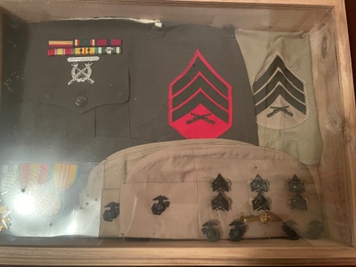 Display case with medals