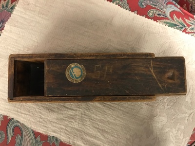 This is a box that my great grandfather carved for him self to carry around