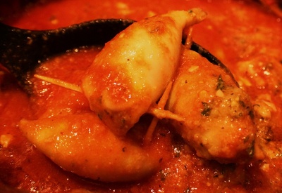 Stuffed squid and red sauce