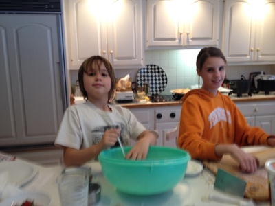 My young brother and I making dessert raviolis 