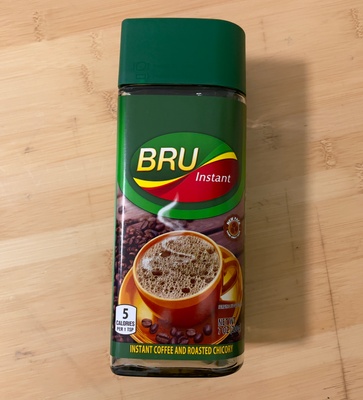 Glass container of BRU instant coffee