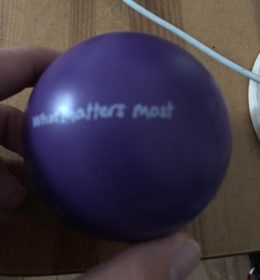 A purple stress ball I got